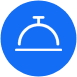 A blue circle with a white bell on top of it.